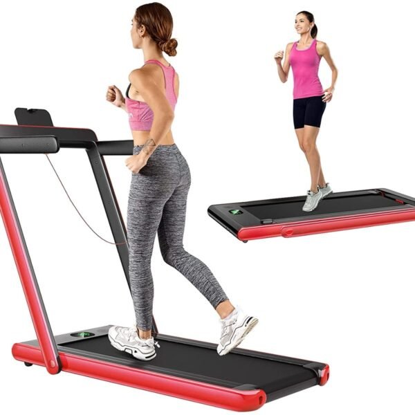 1-12Km/h Folding Bluetooth Electric Treadmill Motorized Portable Running Machine-Red