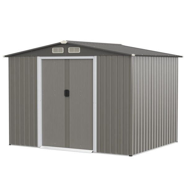 Outdoor Storage Shed with Foundation for Garden Yard-Dark Grey